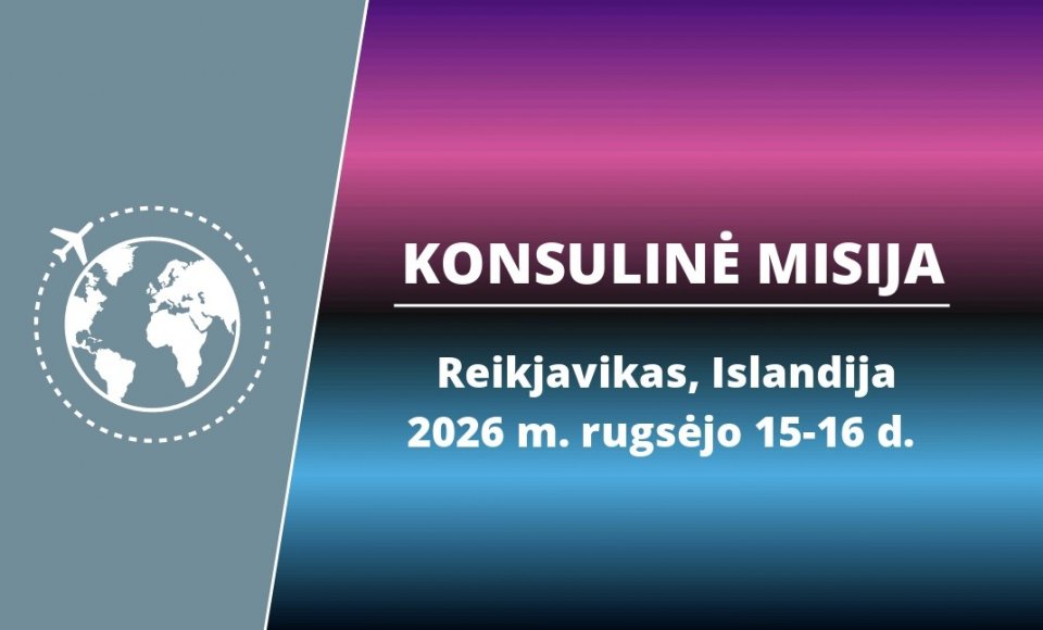 Rugsėjo 15-16 d. rengiama konsulinė misija Reikjavike, Islandijoje